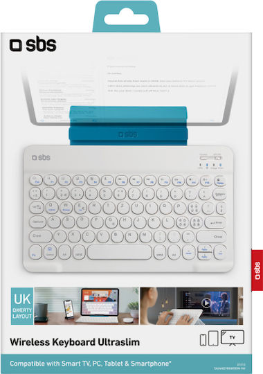 SBS TAUNIKEYBOARDDW-UK Ασύρματο Bluetooth Πληκτρολόγιο για Tablet Αγγλικό UK Λευκό