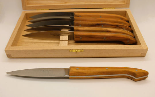 Claude Dozorme Olive Wood Cuțite de filetat din Oțel Inoxidabil 10.5cm 6buc