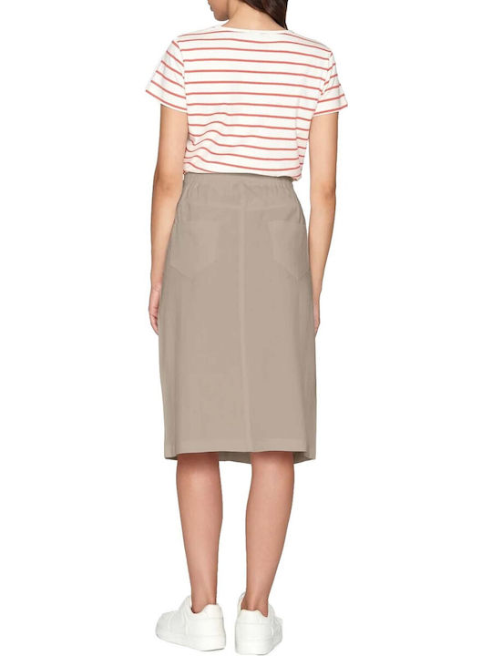 Jensen Linen High Waist Midi Skirt in Beige color