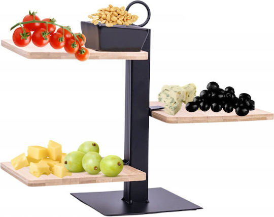 Excellent Houseware Керамично Етажерка 3 нива Триместна Черен Ш32xД15xВ27см 1бр