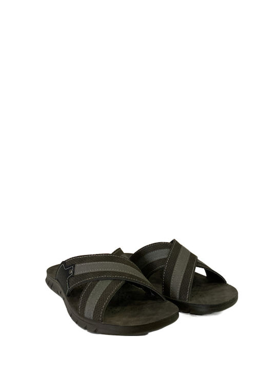 Parex Leder Herrensandalen in Gray Farbe