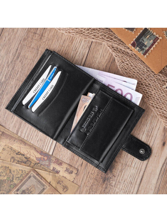 Δερμάτινο Ανδρικό Πορτοφόλι με RFID Μαύρο