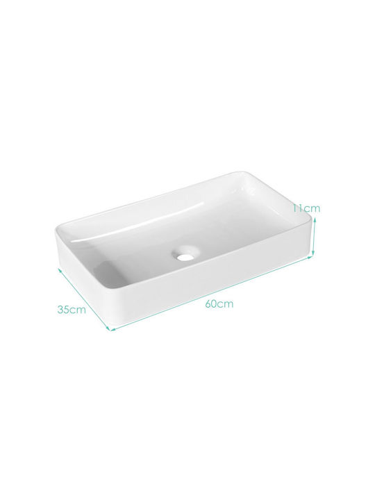 Costway Επικαθήμενος Νιπτήρας Κεραμικός 60x35x11cm Κεραμικός