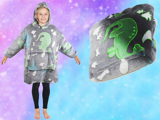 Children's Hooded Blanket Hood Sleeves Zola Phosphorescent Inserts Warm Fuzzy Room