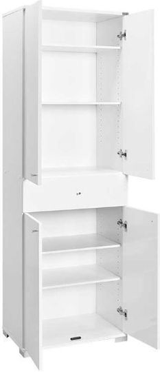 Diamond Δίφυλλη Ντουλάπα με 1 Συρτάρι Λευκή 60x38x187cm