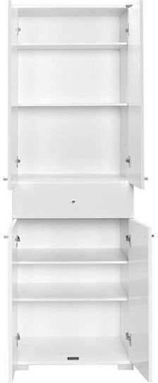 Diamond Two Door Wardrobe with 1 Drawer White 60x38x187cm