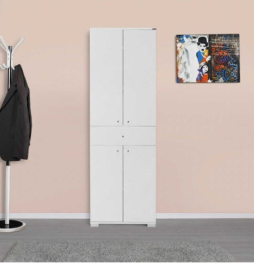 Diamond Two Door Wardrobe with 1 Drawer White 60x38x187cm