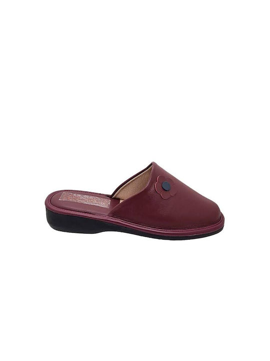 Dimi Comfort Closed Leather Women's Slippers in Burgundy color