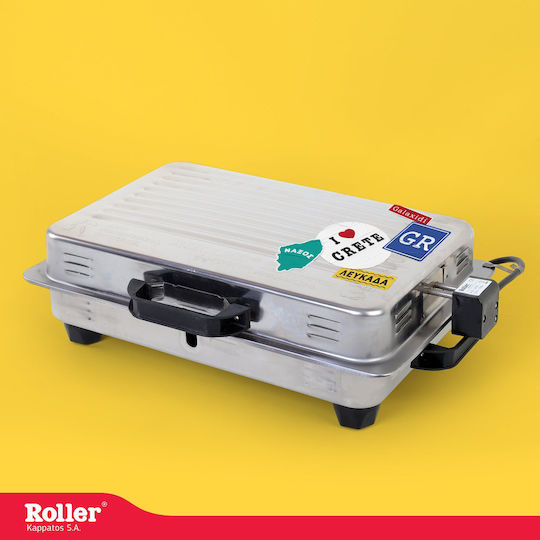 Roller Kappatos 20206 Tabletop Electric Grill Grill 1050W Inox Inox with Lid 32.5cmx24.5cmcm