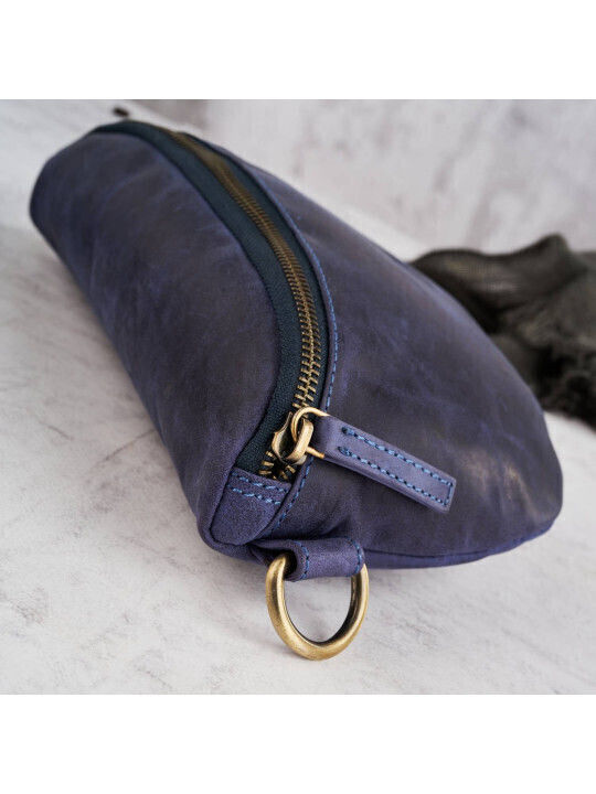 Leather Waist Bag Navy Blue