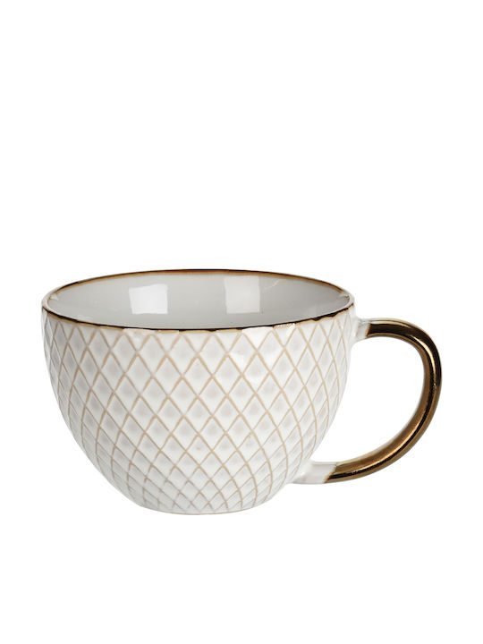Excellent Houseware Комплект чаши Кафяв Керамични Бели 460мл 4бр