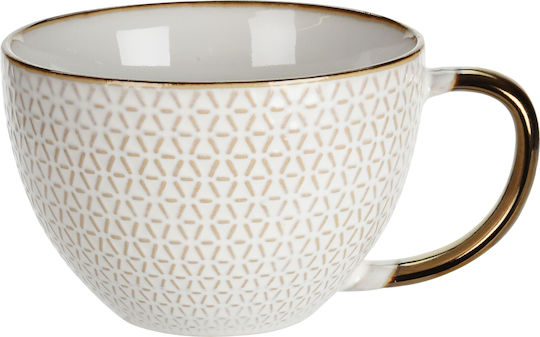 Excellent Houseware Set Căni Maro De ceramică Albe 460ml 4buc