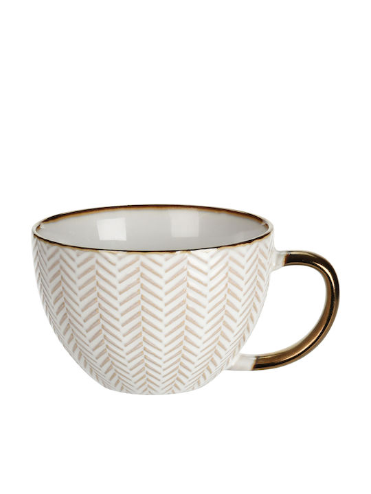 Excellent Houseware Комплект чаши Кафяв Керамични Бели 460мл 4бр