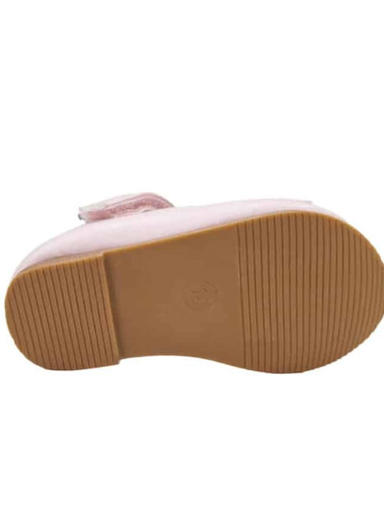 Balerini copii Anatomic cu închidere Hoop & Loop din piele sintetică Roz