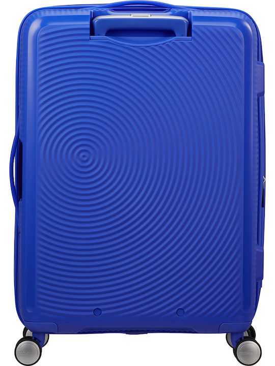 American Tourister Soundbox Spinner Exp 67/24 Medium Hard Suitcase Travel Cobalt Blue with 4 Wheels Height 67cm