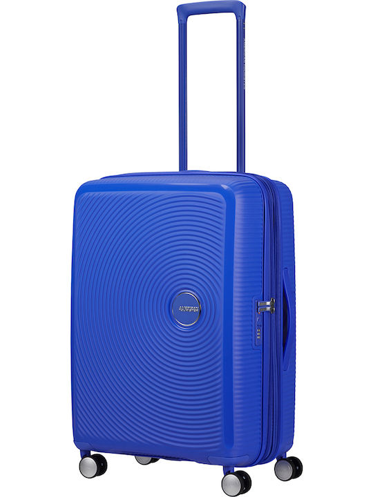 American Tourister Soundbox Spinner Exp 67/24 Medium Hard Suitcase Travel Cobalt Blue with 4 Wheels Height 67cm