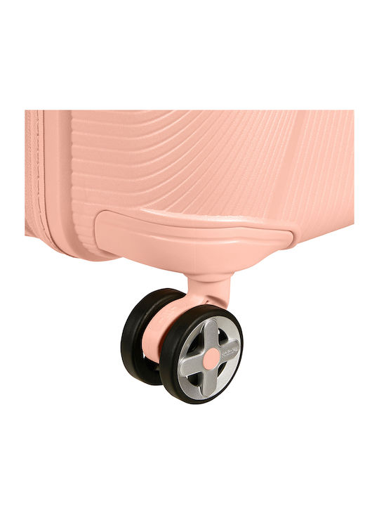 American Tourister Starvibe Spinner Exp 55 Cabin Hard Suitcase Metallic Peach with 4 Wheels Height 55cm