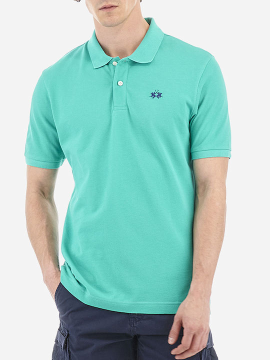 La Martina Men's Short Sleeve Blouse Polo Aqua