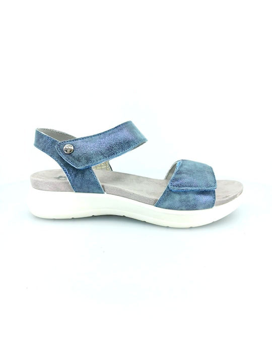 Imac Leather Women's Flat Sandals in Blue Color