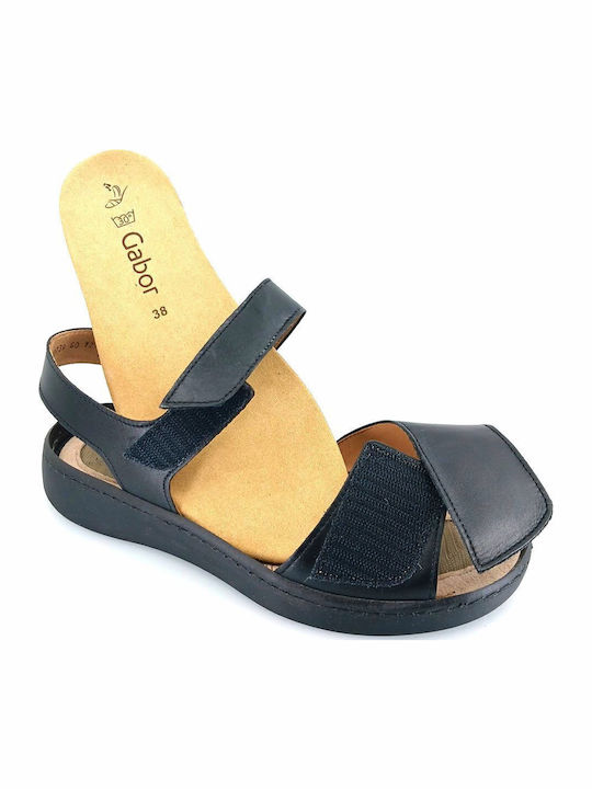Leather Women's Flat Sandals Anatomic in Black Color