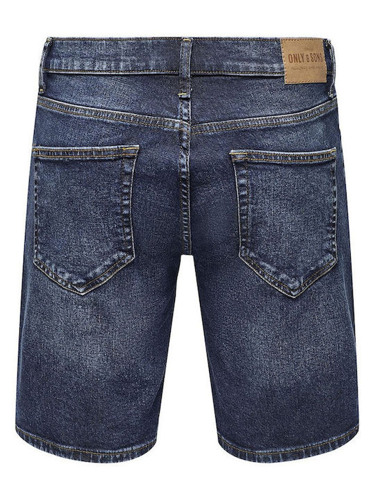 Only & Sons Herrenshorts Jeans Dark Blue Denim