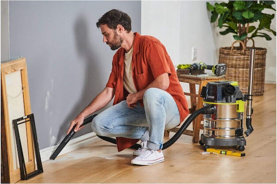 Ryobi Rechargeable Vacuum Wet / Dry Without Charger and Battery with Stainless Bin 18lt