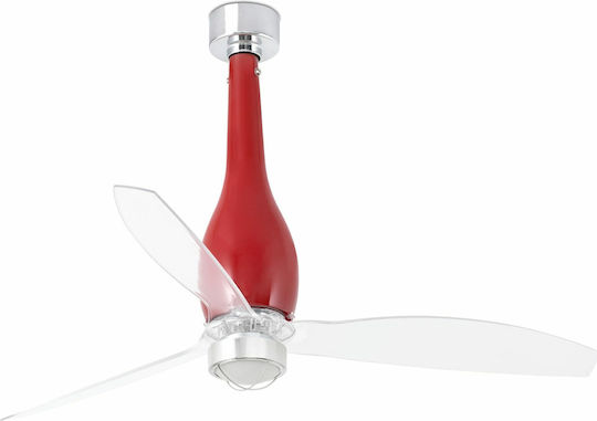 Faro Barcelona Eterfan M 3000K Ventilator De Tavan 128cm Cu Lentile De Mărire Roșu Strălucitor/Transparent