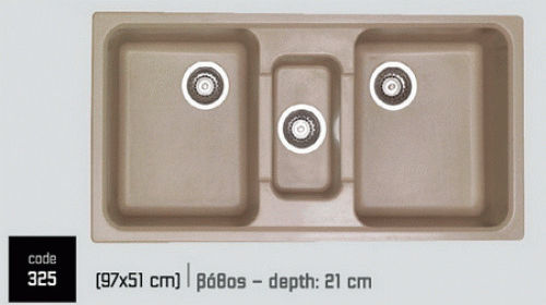 Sanitec Classic Drop-In Sink Synthetic Granite W97xD51cm Granite Sand