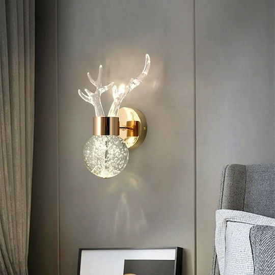 H21 Modern Wall Lamp with Integrated LED and Warm White Light Gold 8.5x8.5x21cm