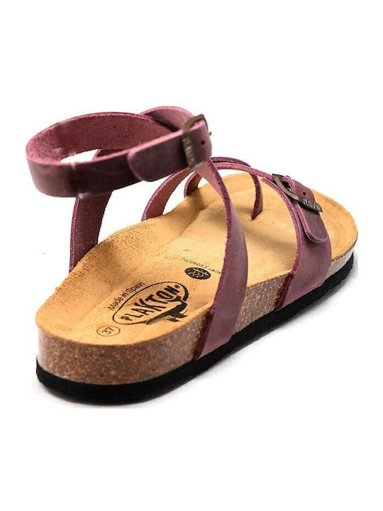 Bankog Leather Women's Flat Sandals Apure Burdeos