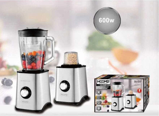 Hoomei Μπλέντερ με Πλαστική Κανάτα 1.7 lt 600W Ασημί HM-6745F