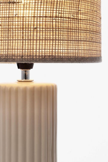 Bizzotto Ceramic Table Lamp with Beige Shade and Base
