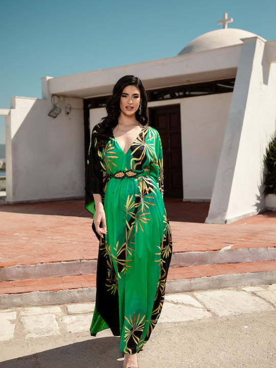 Luxury Maxi Dress Tropical Patterns Elegant Cord"