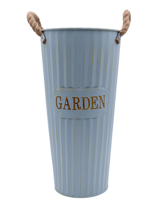 Uncle George Planter Metal Light Blue 21x21x35cm.