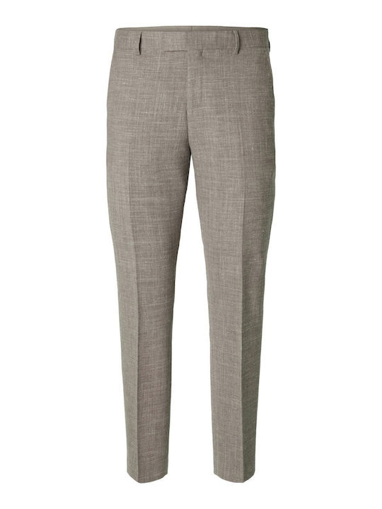 Pantaloni De Costum Elastici În Fit Slim Bej