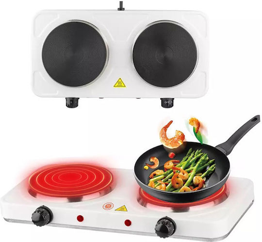 Cheffinger Enamel Countertop Double Burner White