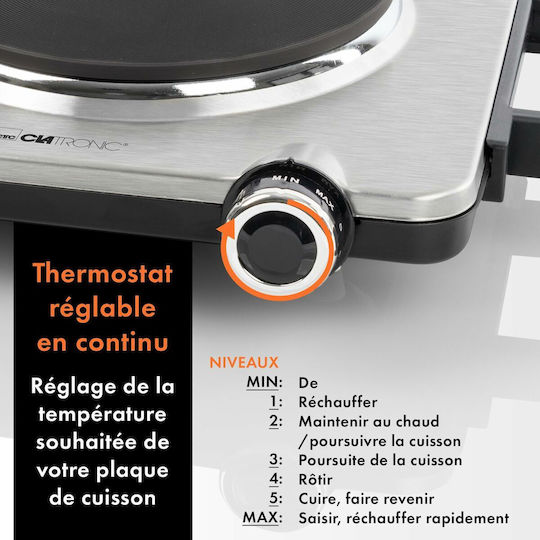 Clatronic EKP 3788 Επιτραπέζια Εστία Εμαγιέ Μονή Inox