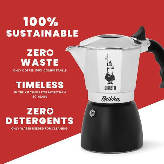 Bialetti Brikka Stovetop Espresso Pot 2 Cups Silver