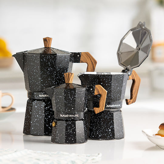 Nava Stovetop Espresso Pot 3 Cups Black