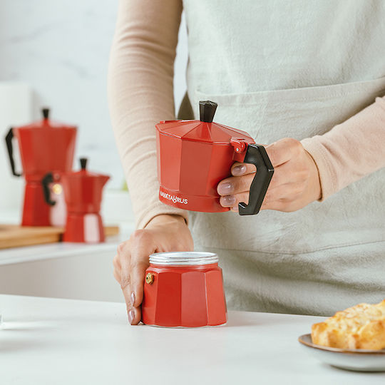 Nava Stovetop Espresso Pot 6 Cups Red