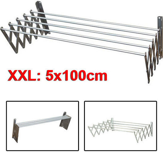 Factory Klappbarer Wand-Kleiderständer aus Aluminium mit Aufhängelänge 6m