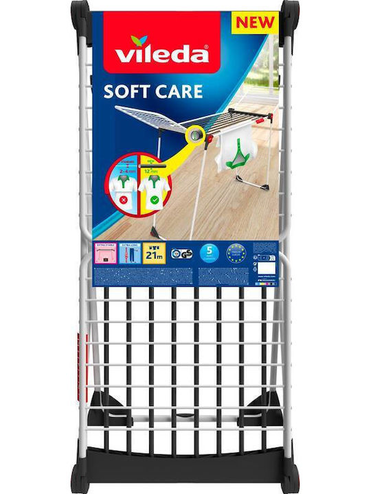 Vileda Soft Care Soft Care Uscătoare Rufe Pliere De Pardoseală Din Aluminiu Cu Lungimea Suportului De Uscare A Hainelor 21m