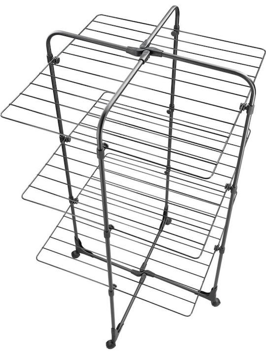 Leifheit Classic Tower Folding Floor Clothes Drying Rack for Balcony Metallic with Wheels with Hanging Length 27m