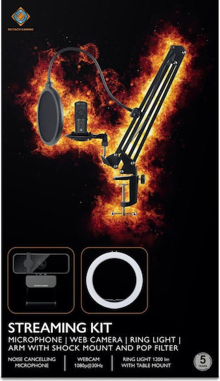 Deltaco Gaming Streaming Kit Микрофон Настолен компютър, с амортисьори за Вокали в Черен Цвят