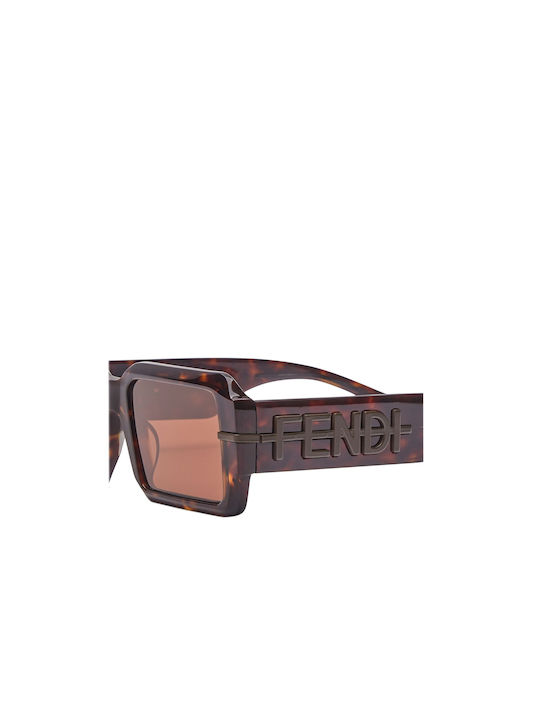 Fendi Unisex Γυαλιά Ηλίου με Καφέ Ταρταρούγα Κοκκάλινο Σκελετό και Καφέ Φακό FE40073U 52E