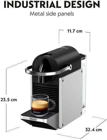 De'Longhi Pixie Pod Coffee Machine Nespresso Pressure 19bar Silver