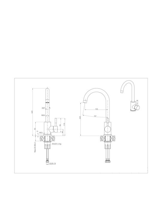 Steiner Küchenarmatur Zähler Gray