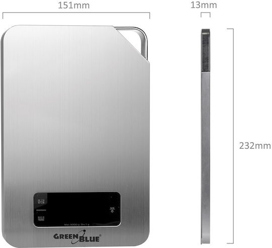 Green Blue Digital Kitchen Scale Up To 5kg Silver