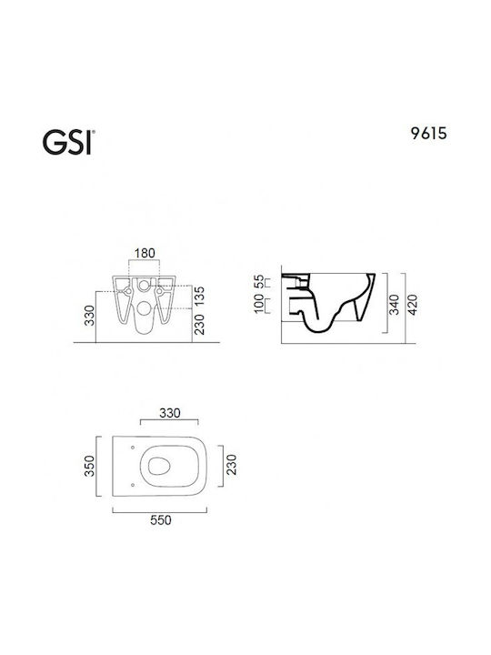 GSI Swirl Λεκάνη Κρεμαστή Rimless με Κάλυμμα Soft Close Λευκή