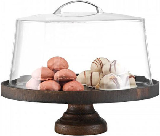 Wooden Cake Stand 30cm with Stand 8cm Wenge with Eco-friendly Oil without Lid GARIBALDI UWS01-288-WG